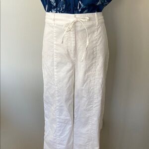 White Linen Drawstring Pants by Loft size 8.